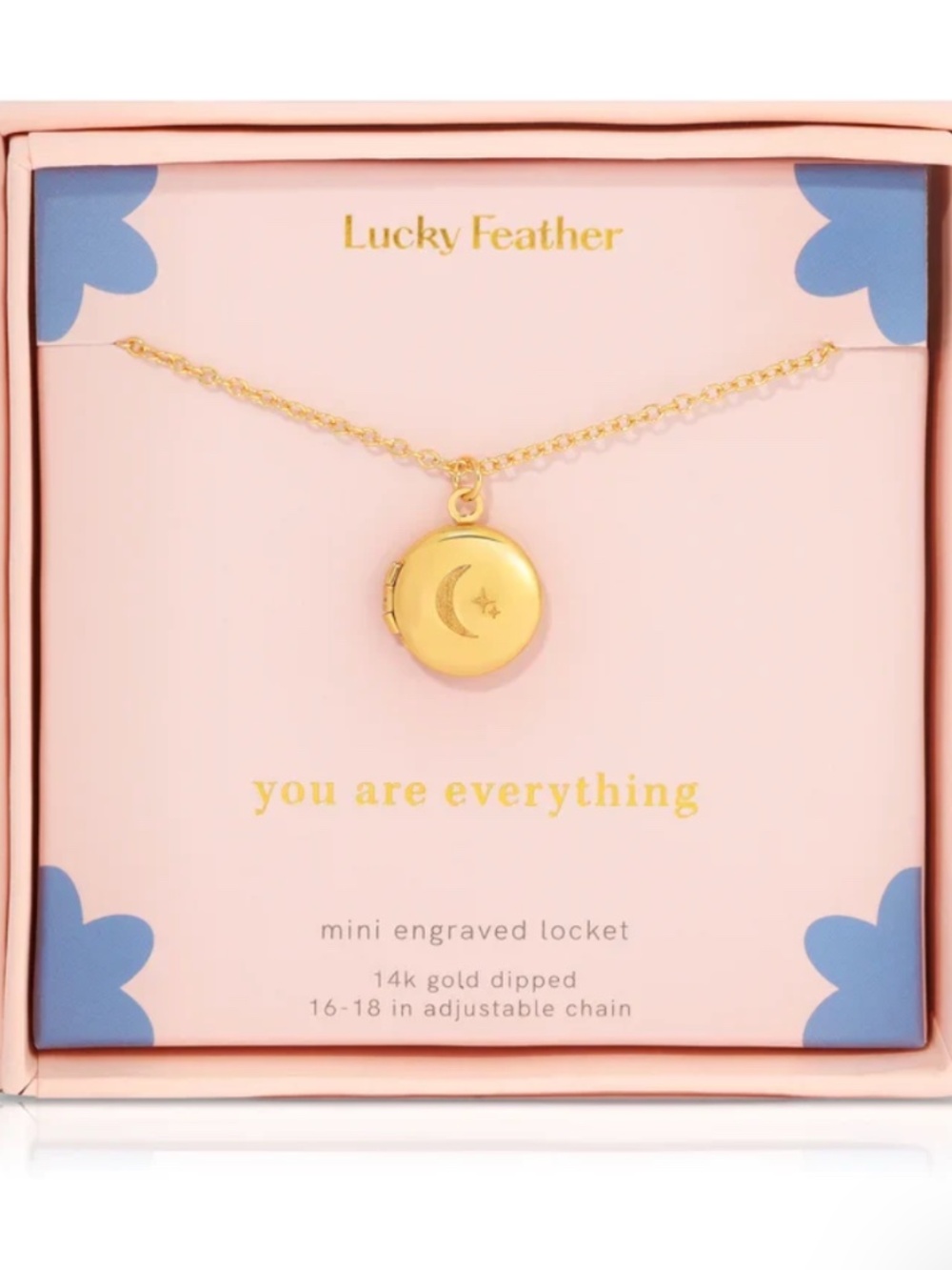 MINI ENGRAVED LOCKET NECKLACE - Star and Moon